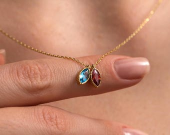 Children Birthstone Necklace for Mom, Family Birthstone Necklace, Birthstone Necklaces, Gifts for Mom, Necklace with Birthstones of Kids