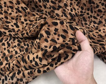 Printed leopard pattern cotton fabric, thin fabric, Summer dress fabric