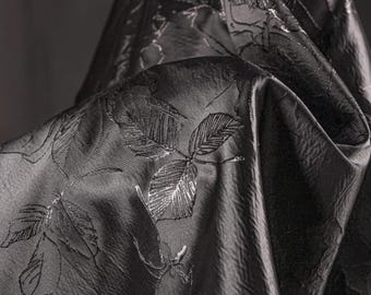 Black Color Jacquard Fabric With rose pattern, Spring Dress Fabric