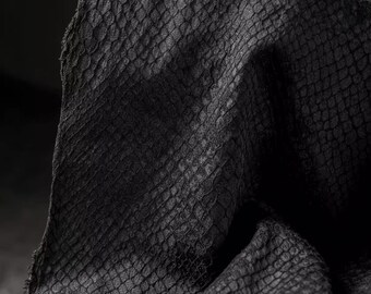 Black Color Jacquard Fabric With Black gray square grid snake skin jacquard pattern