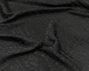 Black Color Jacquard Fabric With Leopard pattern, Spring Dress Fabric