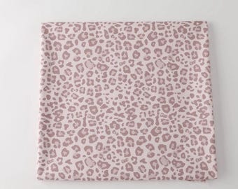 Light pink color with leopard pattern fabric, twill fabric, summer dress fabric