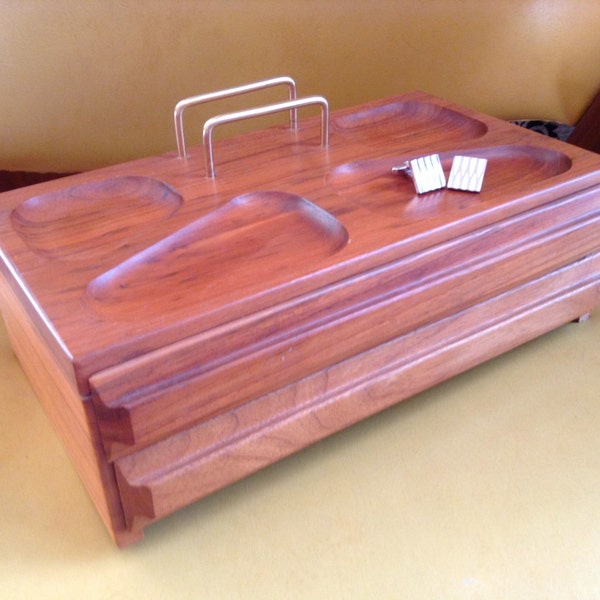 Mid Century Jewelry Box- Valet- Walnut Box