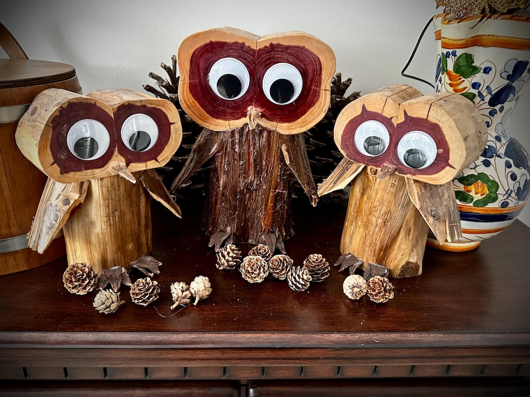 Rustic Owl Handcrafted Rustic Log Slice Owl Figurines - Etsy