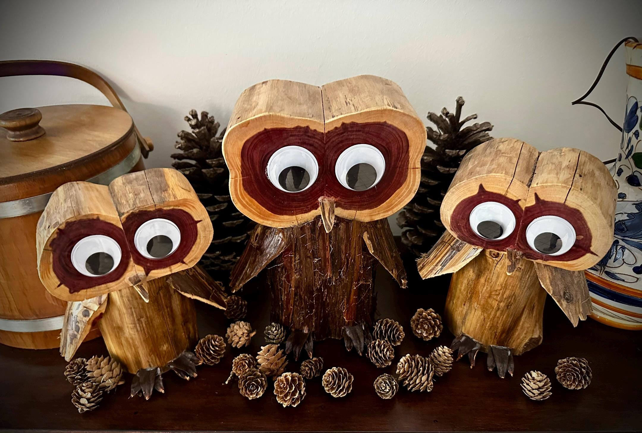Rustic Owl Handcrafted Rustic Log Slice Owl Figurines - Etsy