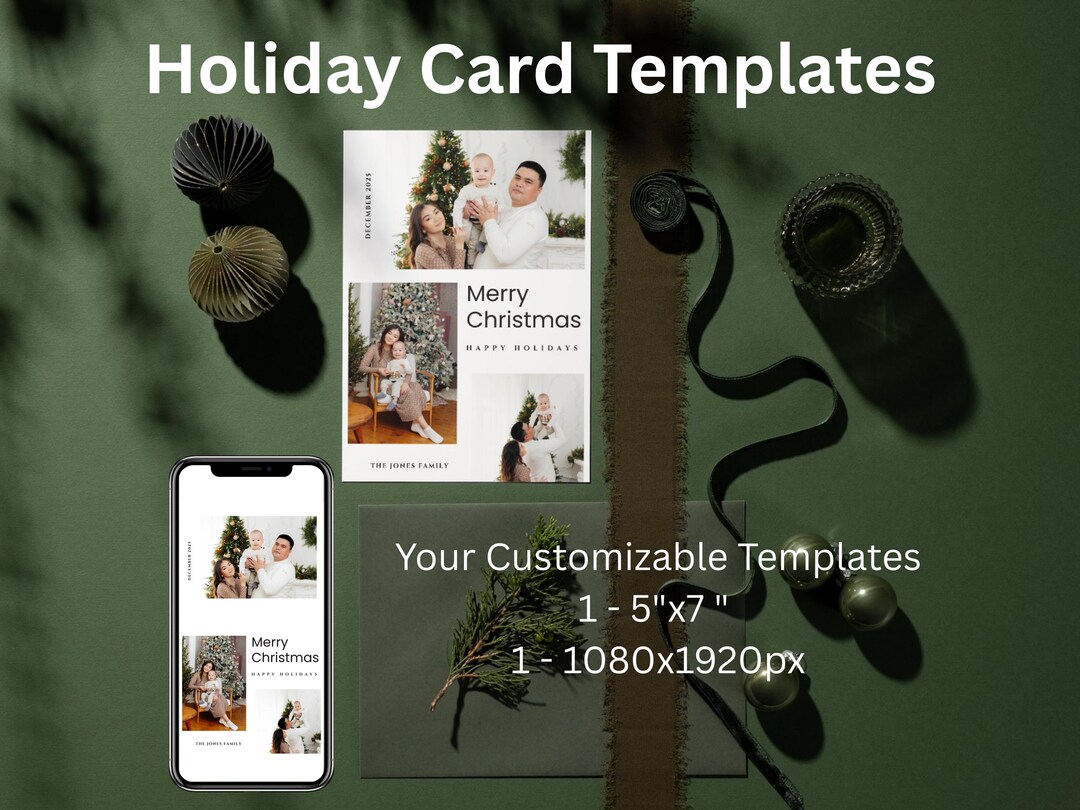 Editable Christmas Card Template, Mobile Greeting (digital Download) - Etsy
