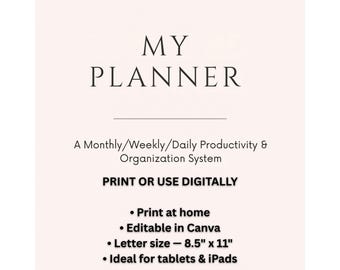 Minimalist Undated Planner | Printable Weekly, Daily, Monthly (Digital PDF)