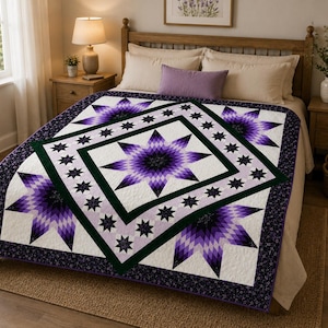 Garden  Quilt Pattern PDF Lone Star Medallion Quilt, Digital Download