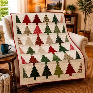 Modern Pine Tree Quilt Pattern PDFThicket Quilt Christmas Quilt Instant Digital Download