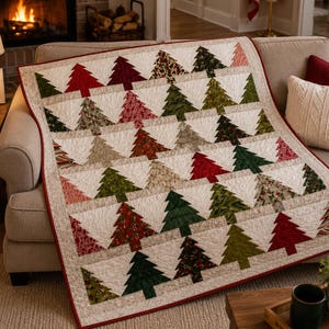 Modern Pine Tree Quilt Pattern PDFThicket Quilt Christmas Quilt Instant Digital Download
