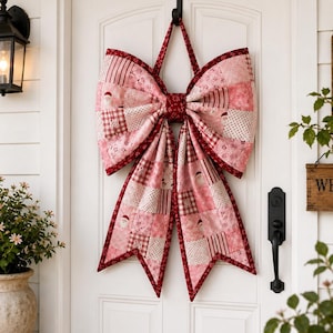Large Patchwork Bow Sewing Pattern PDF, Front Door Bow, Quilted Fabric Bow, Holiday Home Decor