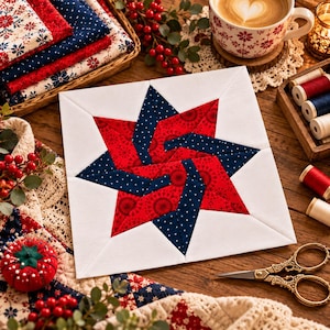 Stellar Motion Quiltmuster (PDF), Twisted Star Quiltmuster, Foundation Paper Piecing FPP-Muster, Modern Star Quilt