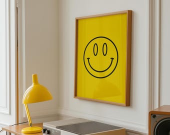 90s Rave Poster, Acid House Smiley Print, Club Culture Wall Art
