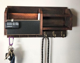 Wall Mount Mail and Key Holder, Entryway Organizer with Shelf, 7 Hooks, Mail displayer