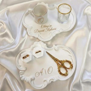 Personalized Nisan Tepsisi | Söz Tepsisi | Nikkah Ring Tray | Damat Kahvesi | Engagement Tray