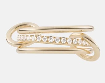 14K Solid Gold Stapelring Ineinander greifenring Multi-Link verbunden Ring Gold Ring-Set Ewigkeit Statement Ring klobige Ring stapelbar Bandring