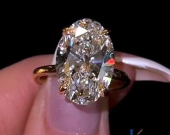 Big 8 Ct Oval Cut Solitaire Moissanite Engagement Ring For Women 14K Solid Gold Wedding Ring Huge Oval Diamond Ring Anniversary Ring