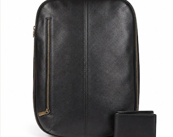 Handmade Leather Laptop Backpack, Minimalist Travel Bag, Men's Work Gift (Free Wallet)