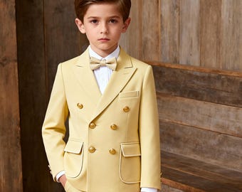 Traje amarillo pastel para niño / Traje de boda cruzado