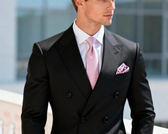 Traje negro cruzado / Traje de novio y ropa de negocios hecho a medida