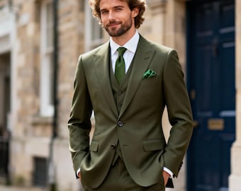 Traje verde personalizado para hombre / Traje de tres piezas hecho a mano / Traje formal personalizado