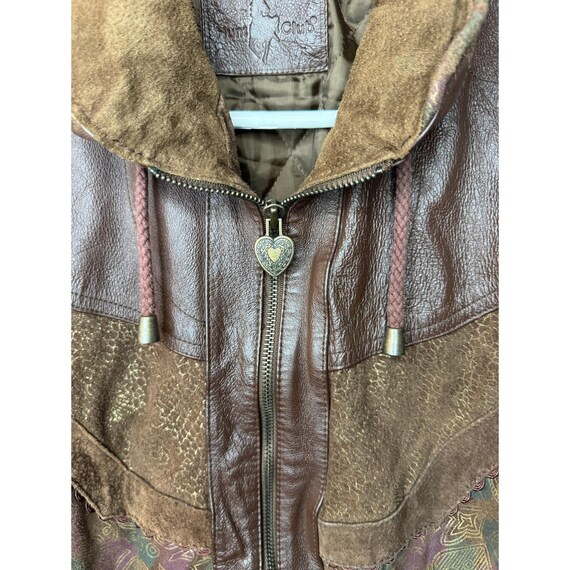 Patchwork Leather Bomber Jacket Suede Paisley Bro… - image 3