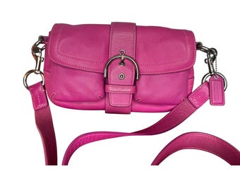Coach 3683 MINI Vintage Y2K Soho Pink Leather Shoulder Bag Buckle Flap RARE HTF