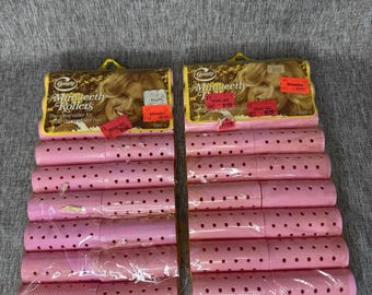 Goody Jumbo Mini Teeth Rollers 2 Pack - 18 Pink Curlers Each  NOS 70s USA