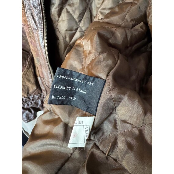Patchwork Leather Bomber Jacket Suede Paisley Bro… - image 7