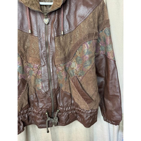 Patchwork Leather Bomber Jacket Suede Paisley Bro… - image 2