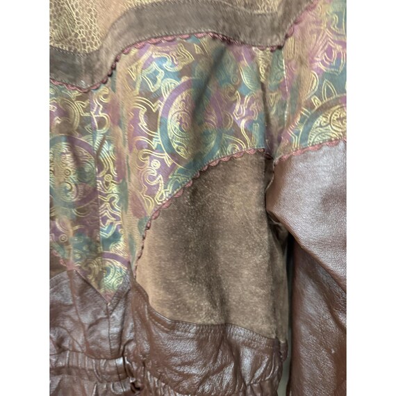 Patchwork Leather Bomber Jacket Suede Paisley Bro… - image 6
