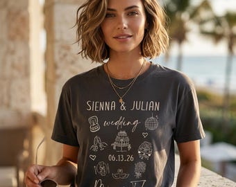 Bulk Custom Wedding Toss Shirts, Wedding Party Gifts, Matching Group Wedding Merch, Bulk Custom Wedding Favors, Trendy Bridal Party Tees