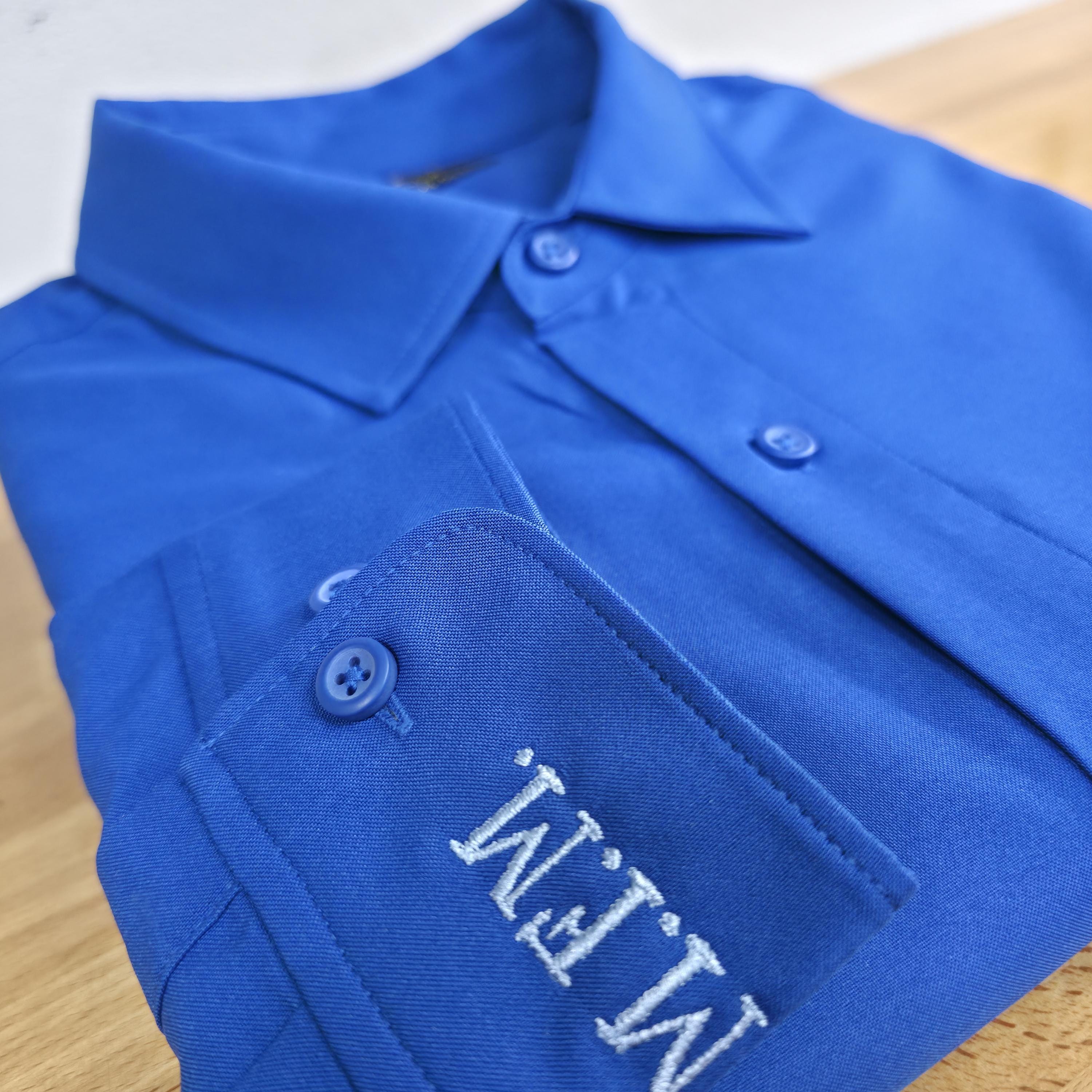 Personalized Embroidered Dress Shirt for Men, Custom Cuff Initials, Performance Polyester Shirt with Dust Bag
