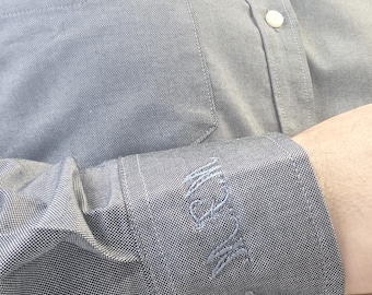 Personalized Embroidered Men's Dress Oxford Shirt: Custom Cuff Initials