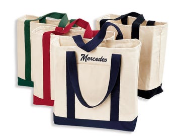 Personalized Embroidered Two-Tone Shopping Tote