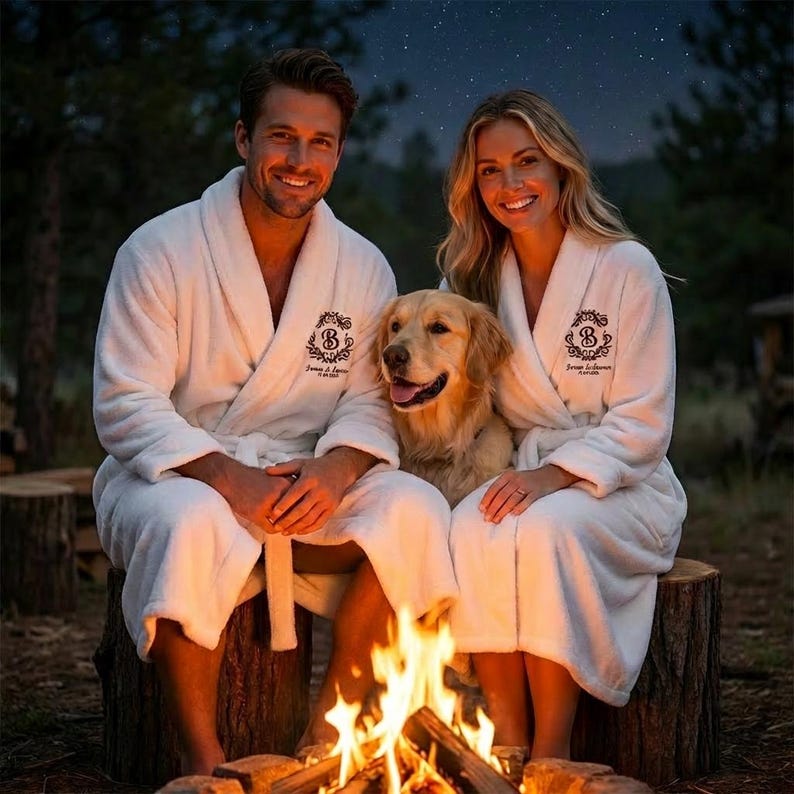 Set of 2 Personalized Luxury Plush Robes for Couples, Custom ...
