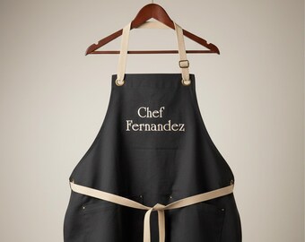 Personalized Embroidered Apron. Custom Black-Stone Kitchen Apron