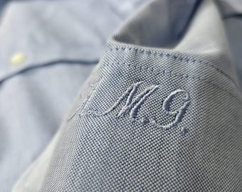 Personalized Embroidered Women's Dress Oxford Shirt: Custom Cuff Initials, and Dust Bag