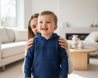 Personalized Embroidered Toddler Hoodie. Custom Embroidered Front, Dust Bag
