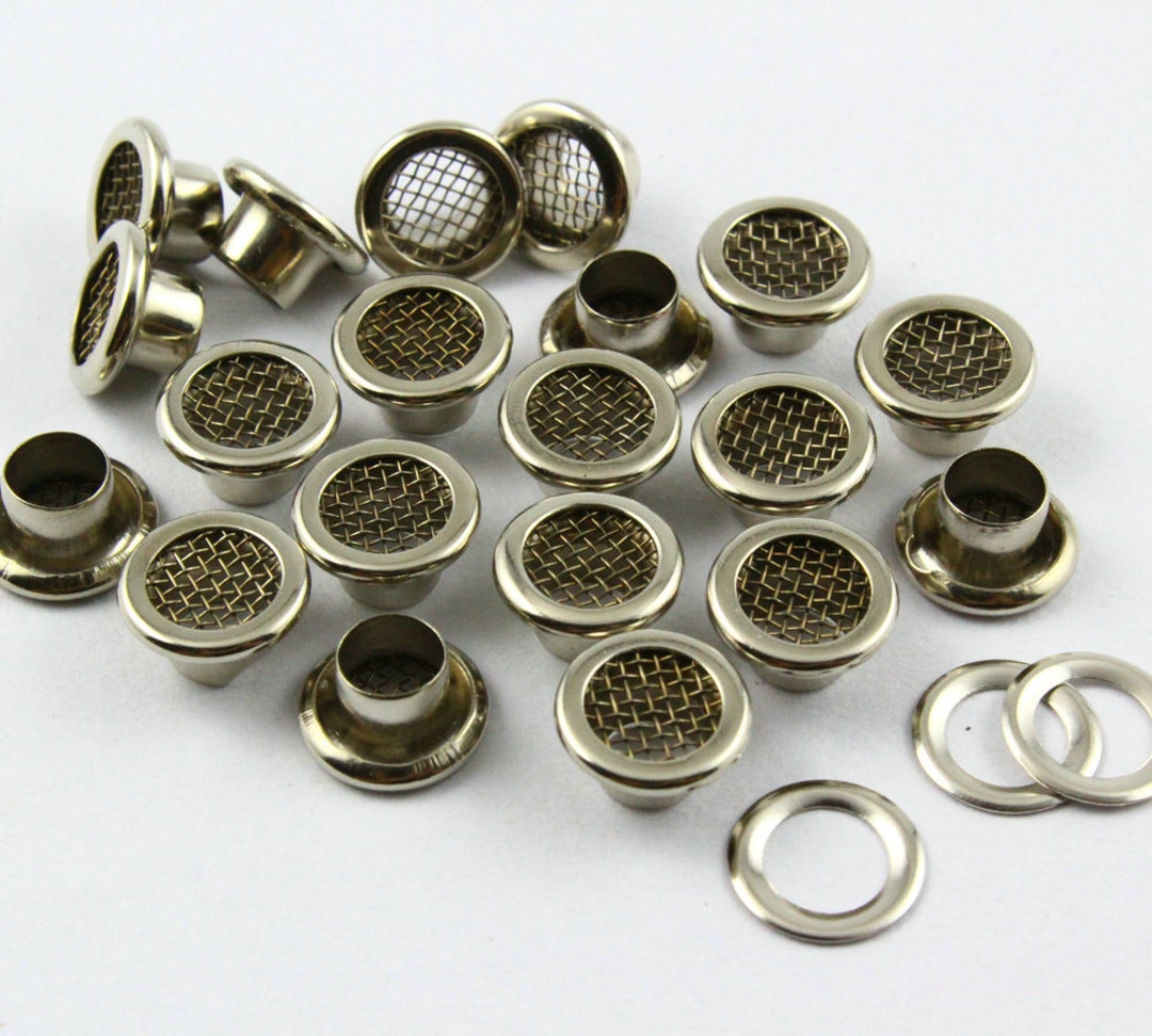 100pcs 8mm Silver Mesh Grommet Eyelet 8mm X 4.5mm X 4mm OD ID Height