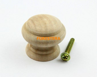 1Pcs Unfinished Wood Knob Wooden Dresser Handle Drawer Knob Pull Cabinet Cupboard Handle Knob 33x29mm (WKN9)