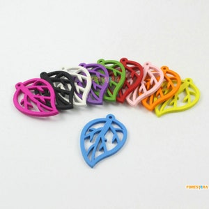 20Pcs Mix Color Wood Leaf Charm Leaf Pendant Wooden Leaf Charm 43x28mm (MP84)