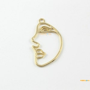 6Pcs Gold Face Charm Side Face Pendant 4.1x2.3mm (PND1776)