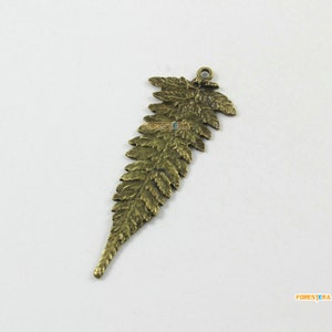 10Pcs Antique Brass Leaf Charm Fern Leaf Pendant 58x22mm (PND1685)