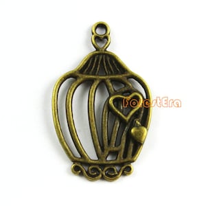 20Pcs Antique Brass bird cage Charm bird cage Pendant 34x21mm (PND1000)