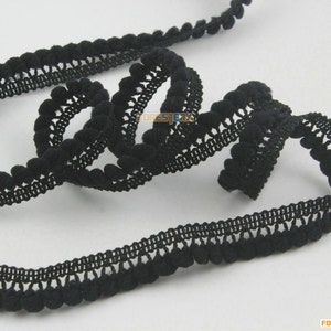 Terylene Lace Trim Black Dot Lace Ribbon Black Lace Trim 1cm Width -- 6 Yards (LACE427)