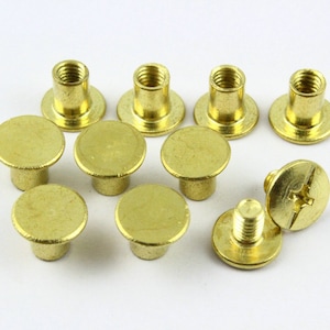 25Pcs 9x6mm Brass Plated Chicago Screw Stud Rivet Belt Strap Fastener (BCHI06)