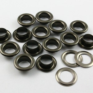 100Pcs 14mm Gunmetal Round Grommet Eyelet - 14mm x 8mm x 5mm OD * ID * Height -   (GRG14)