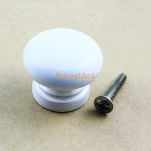 1Pcs White Wood Knob Wooden Dresser Handle Drawer Knob Pull Cabinet Cupboard Handle Knob 28x23mm (WKN18)