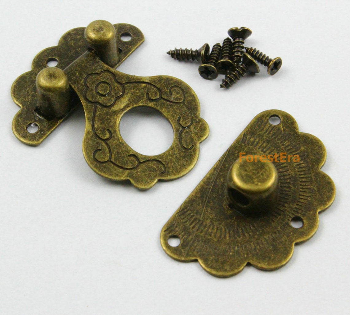 1Pcs Antique Brass Jewelry Box Hasp Latch Lock 36x40mm with Etsy